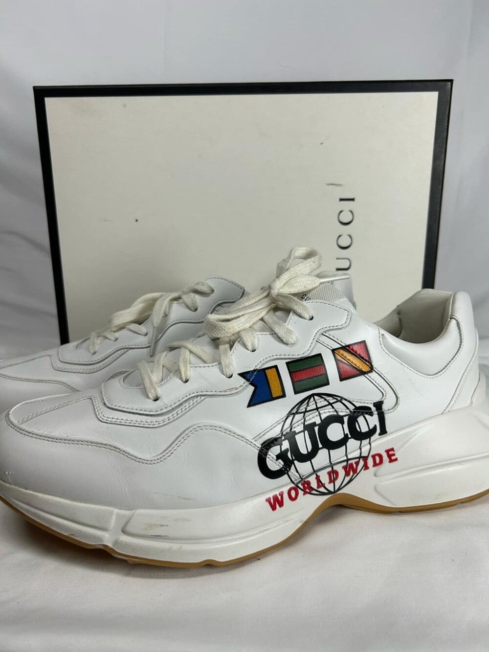 Gucci Rhyton Worldwide Sneakers Men's Size 12 SPB-SAL (344197)